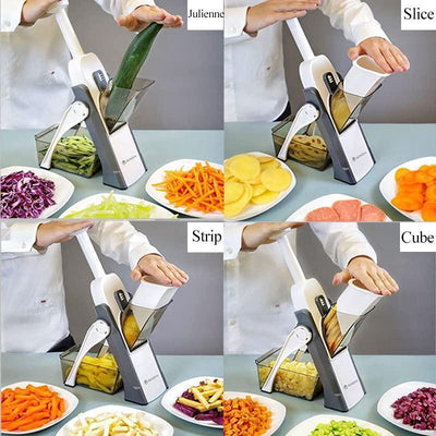 4 In 1 Vegetable Cutter Chopper Adjustable Multi-function Cutter Vertical Vegetable Cutter Kitchen Shredder Grater Artifact - Vibe Pk