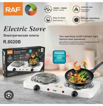 RAF Electric Stove Double Burner Cooker (CHULA) Hot Plate Multifunctional Home Heater 2000 Watts - Vibe Pk